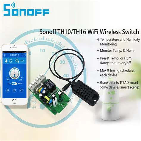 Sonoff TH Temperature Humidity Monitoring WiFi Smart Switch Controller ...