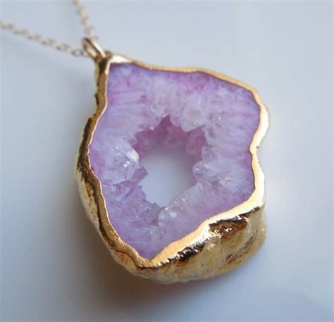 Druzy Necklace In Light Pink Ooak