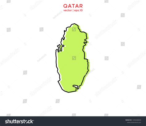 Green Outline Map Qatar Vector Design Stock Vector (Royalty Free ...