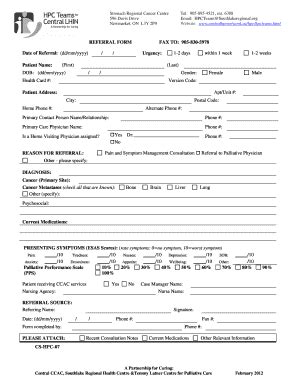 Fillable Online REFERRAL FORM FAX TO 905 830 5978 Date Of Referral