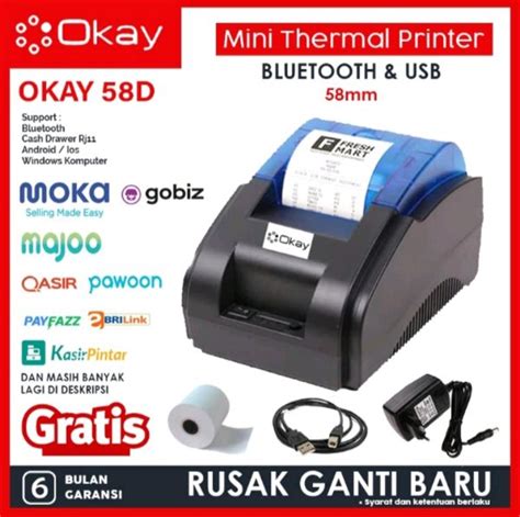 Jual Okay D Printer Kasir Bluetooth Mini Thermal Mm Pos Ppob Di