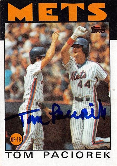 Tom Paciorek Autographed Baseball Card New York Mets Topps