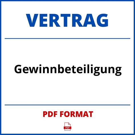 Gewinnbeteiligung Vertrag Pdf