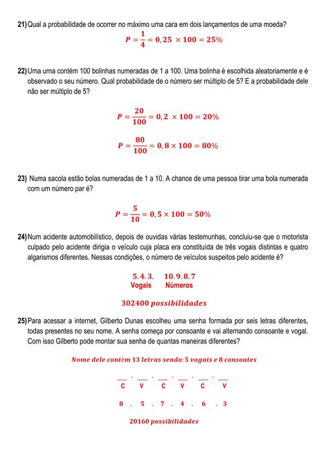 Atividade De Probabilidade 8 Ano - EXERCÍCIOS DE PROBABILIDADE 8 ANO COM RESPOSTAS.