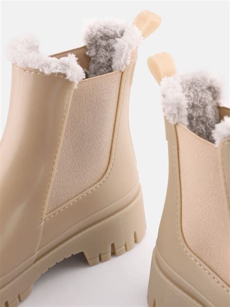Vegan Matte Beige Ankle Boots With Fur Lining Wren Dusty Nude 10023428