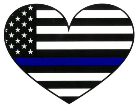 Thin Blue Line Heart Shape Decal