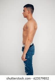 Guy Naked Torso Stands Sideways Mens Stock Photo Shutterstock