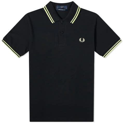 Fred Perry Reissues Original Twin Tipped Polo Black & Acid Lime | END. (US)