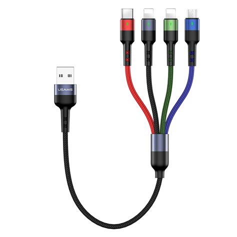 Usams 2pack Multi Charging Cable Nylon Braided Short 1ft 4 In 1 Usb