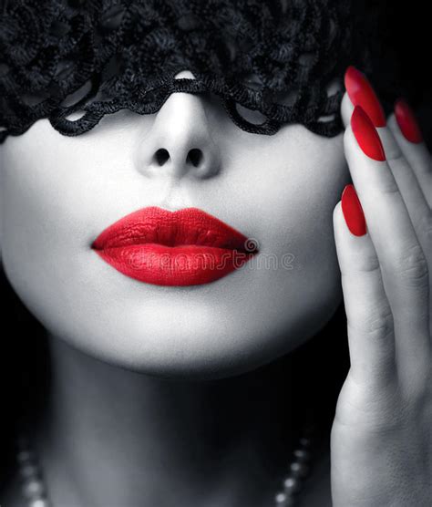 Woman With Black Lace Mask Stock Image Image Of Mask 33487905