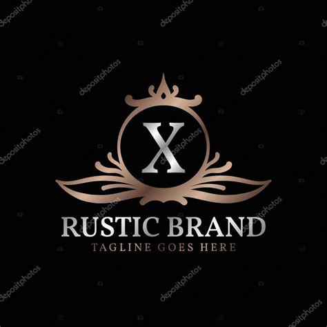 letra X insignia rústica lujosa del logotipo de la cresta para el