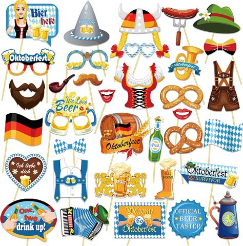 Dpkow Oktoberfest Photo Booth Props Pcs Bayrisch Partyfotoautomat