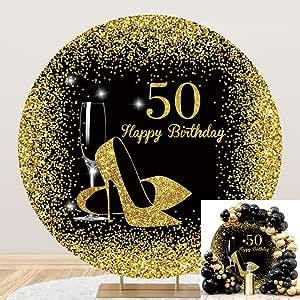 Amazon OERJU 7 5x7 5ft Happy 50th Birthday Round Backdrop For