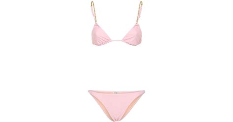 DOLLA PARIS Dolores Triangle Bikini Set W Chain In Pink Lyst UK