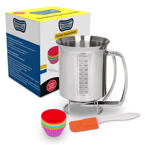 Stainless Steel Pancake Batter Dispenser Bundle With Measuring Label