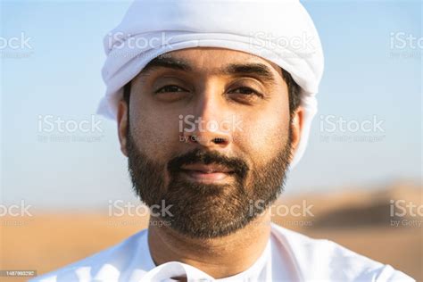 Portrait Of Handsome Middleeastern Emirati Man Wearing Arab Kandura