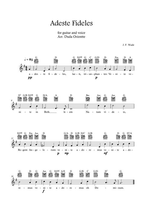 Adeste Fideles Guitar G Major Tabs With Lyrics O Come All Ye Faiful Guitar Tablature