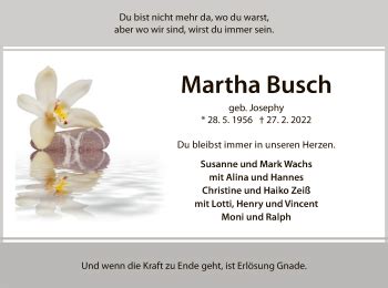 Traueranzeigen Von Martha Busch Trauer Wlz Online De