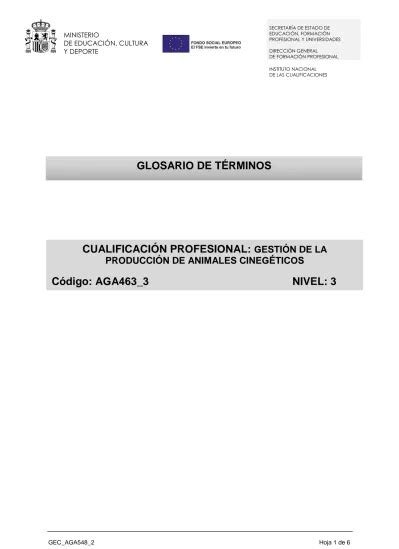 GLOSARIO DE TÉRMINOS CUALIFICACIÓN PROFESIONAL GESTIÓN DE LA