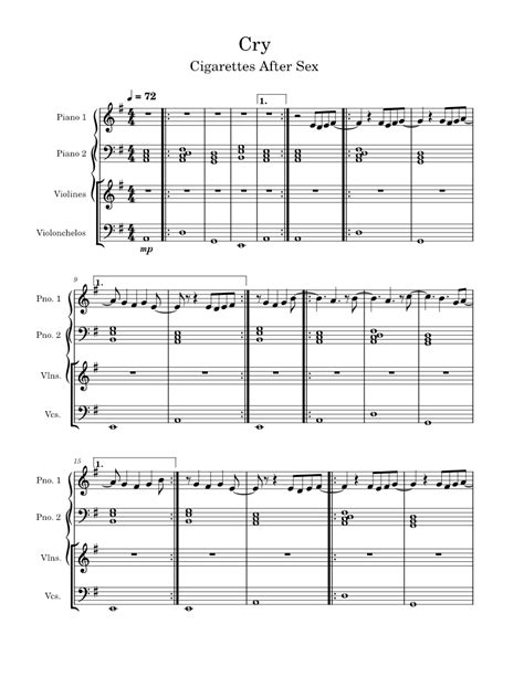 Cry Cigarettes After Sex Sheet Music For Piano Strings Group Solo