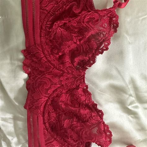Red Lingerie Lace Bra Worn Once For Rocky Horror Depop