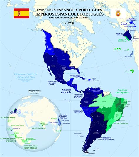 Spanish and Portuguese empires, 1790 | Spain history, Portuguese empire
