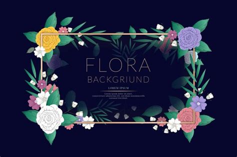 Ilustração de banner floral colorido Vetor Premium