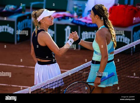 Jil Teichmann Of Switzerland Victoria Azarenka Of Belarus In Action