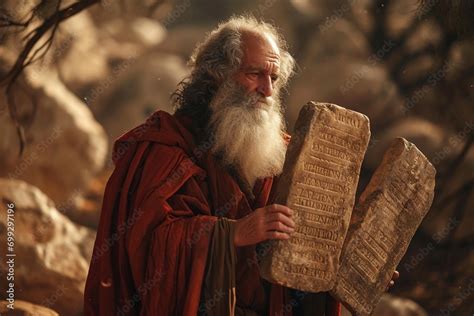 Moses Holding The Stone Tablets With The Commandments Bible Story