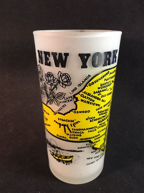 Frosted Vintage New York Souvenir Glass Retro Ny Glass Black Etsy Souvenir Glass Vintage