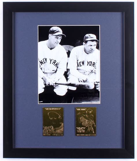 Babe Ruth Lou Gehrig Yankees X Custom Framed Photo Display With Kt Gold Cards