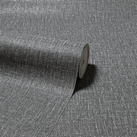 Arthouse Country Plain Textured Charcoal Grey Wallpaper Homebase