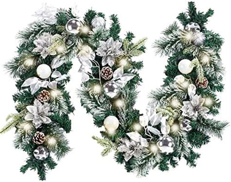 Amazon Vofuly Pre Lit Feet Winter White Silver Christmas Garland