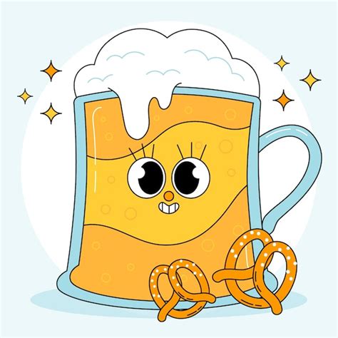 Handgezeichnete Bier Cartoon Illustration Premium Vektor