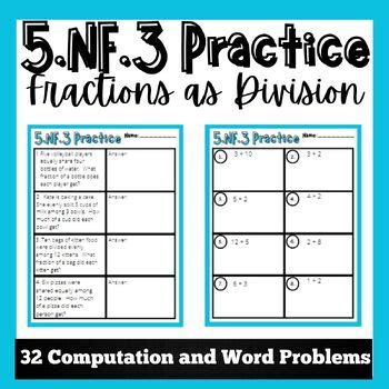 Nf Fractions As Division Computation And Word Problem Practice