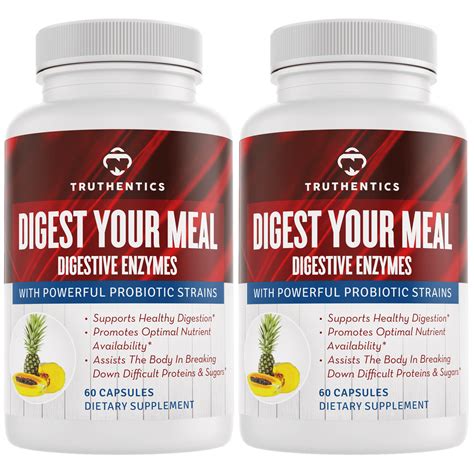 Truthentics Digestive Enzymes With Probiotic 2 Pack Better Digestion Lipase Lactase