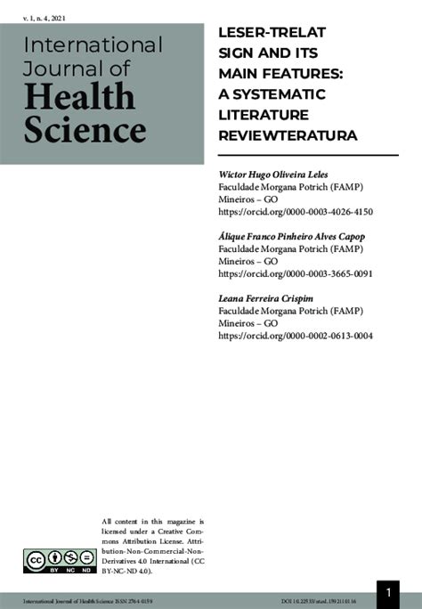 Pdf Leser Trelat Sign And Its Main Features A Systematic Literature