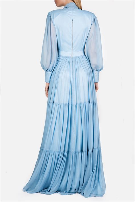 Pussy Bow Silk Chiffon Maxi Dress Maxi Dresses Made To Measure