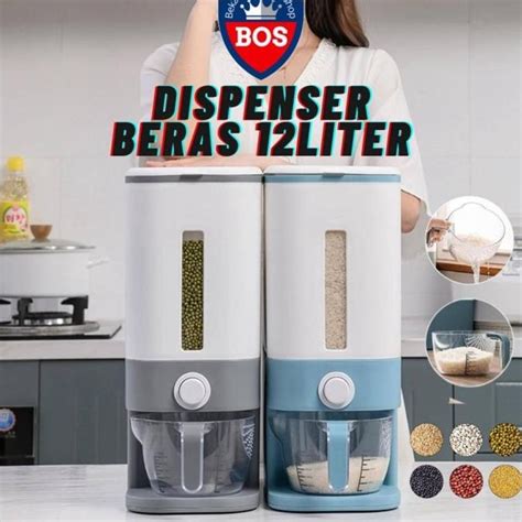 Jual BOS DISPENSER BERAS 12L RICE BOX TEMPAT PENYIMPANAN BERAS OTOMATIS