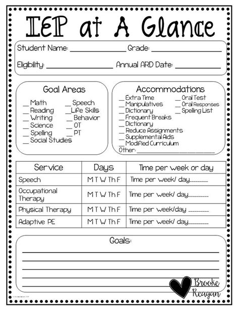 Iep At A Glance Template Free Printable Calendars At A Glance