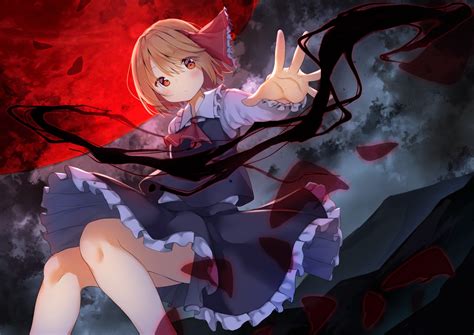 Blonde Hair Clouds Magic Mamemochi Moon Red Eyes Rumia Shirt Short Hair Skirt Sky Touhou