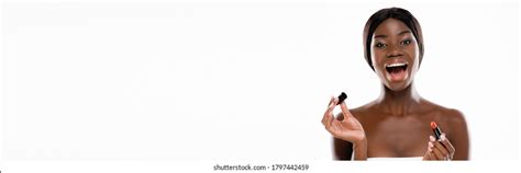 Excited African American Naked Woman Lipstick Stock Photo 1797442459 Shutterstock