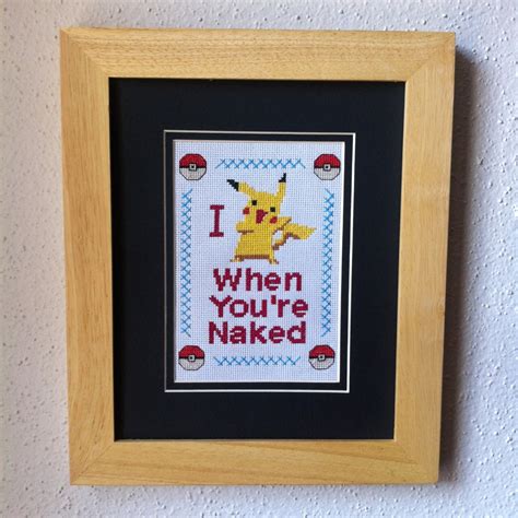Naughty Pikachu Pokemon Cross Stitch Pattern When You Re Naked Pokemon Go Embroidery Needlepoint