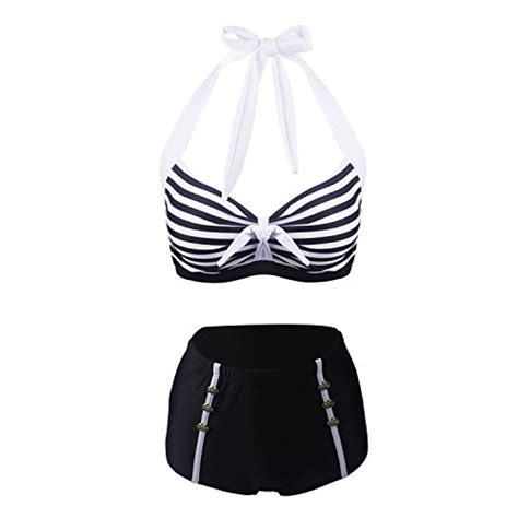 Gigileer Vintage Er Damen Badeanzug Bademode Bikini Set Hohe Taillen Neckholder