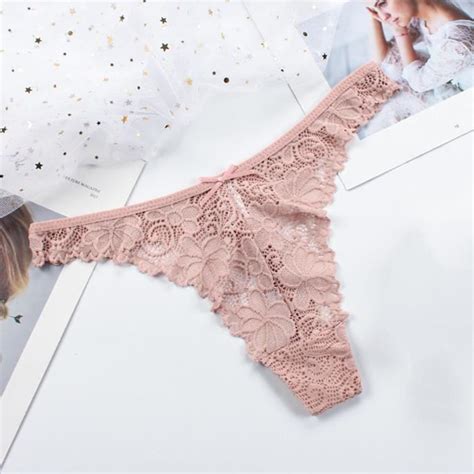 Femmes Sexy dentelle transparente respirante tongs slips culottes lingerie sous vêtements Kaki