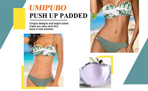 Umipubo Swimsuits For Women Push Up Padded Bikini Sets Low Waisted Swimwear Two Piece Bathing