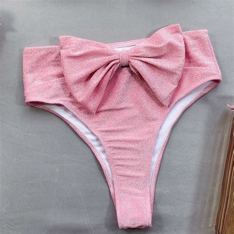 Maillot De Bain Bow Bretelles Taille Haute Bikini Femme Maillot De Bain Femmes Maillots De