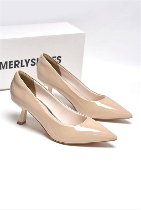 Giày Cao Gót Mũi Nhọn 5cm Nude Giày Nữ Merly