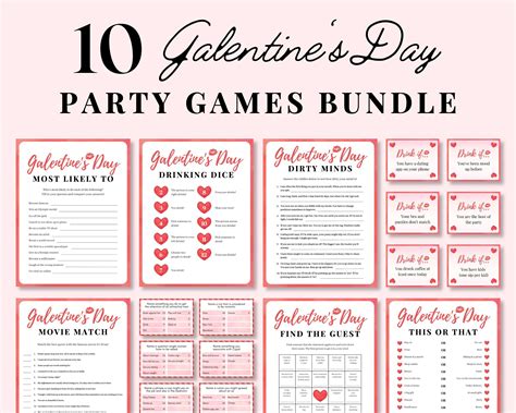 Galentines Day Games Bundle, Valentines Day Party Games, Adult