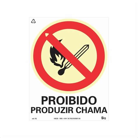 Placa de Sinalização Proibido Produzir Chamas Sig Placa de